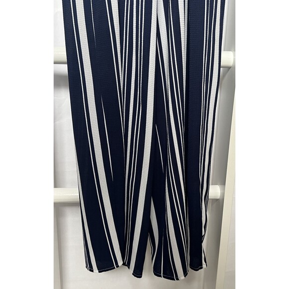 Jumpsuit Womens S Navy White Stripe Elastic Waist Easy Flattering Fit & Care - Picture 10 of 15